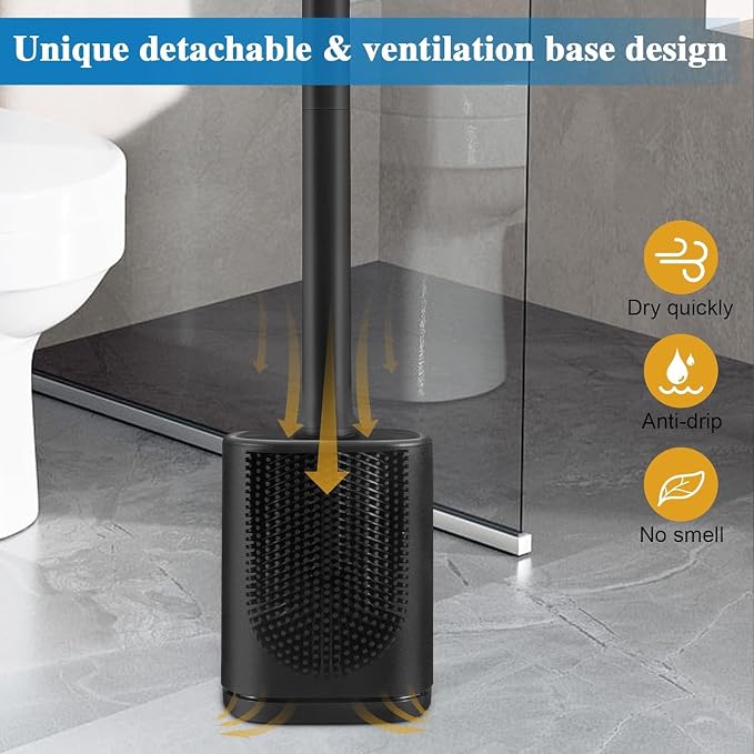 Silicone Toilet Brush and Holder Bendable Efficient Cleaning Wall Mounted - Image 5
