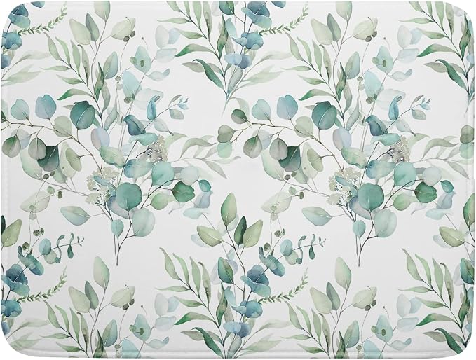 Watercolor Sage Leaves Dish Drying Mats by Kawani