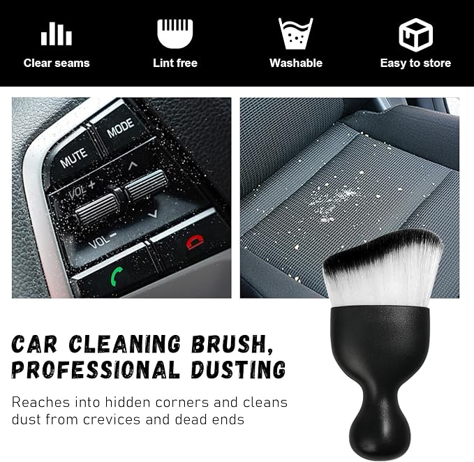 Ziciner Car Detailing Brush, Curved Soft Bristles Auto Removal Dust Collectors - Image 6