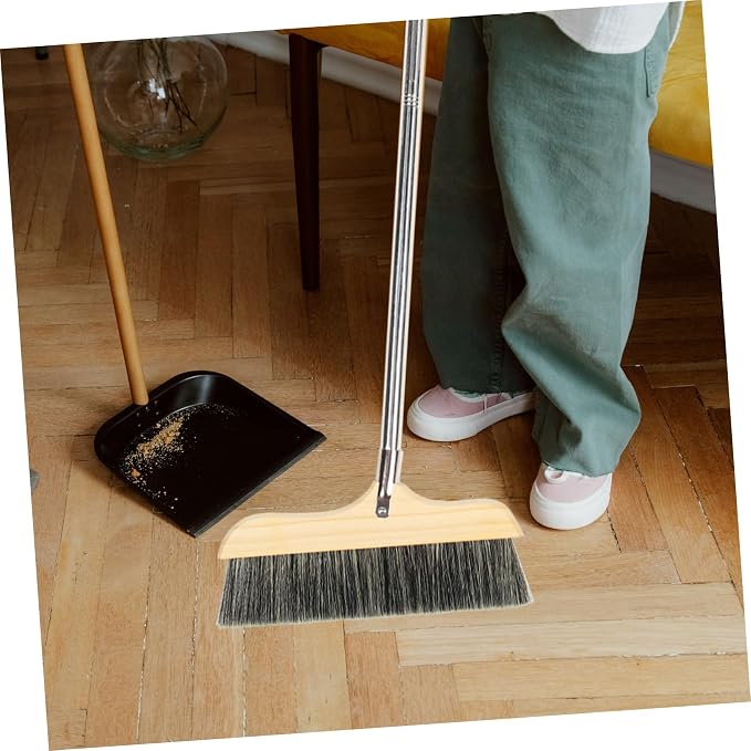 Soft Bristle Broom with Long Handle Frame Floor Brush - Image 2