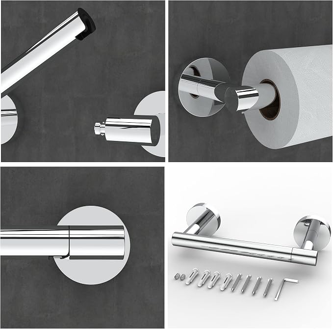 Toilet Paper Holder Chrome SUS304 Stainless Steel Double Post Pivoting Polish - Image 4
