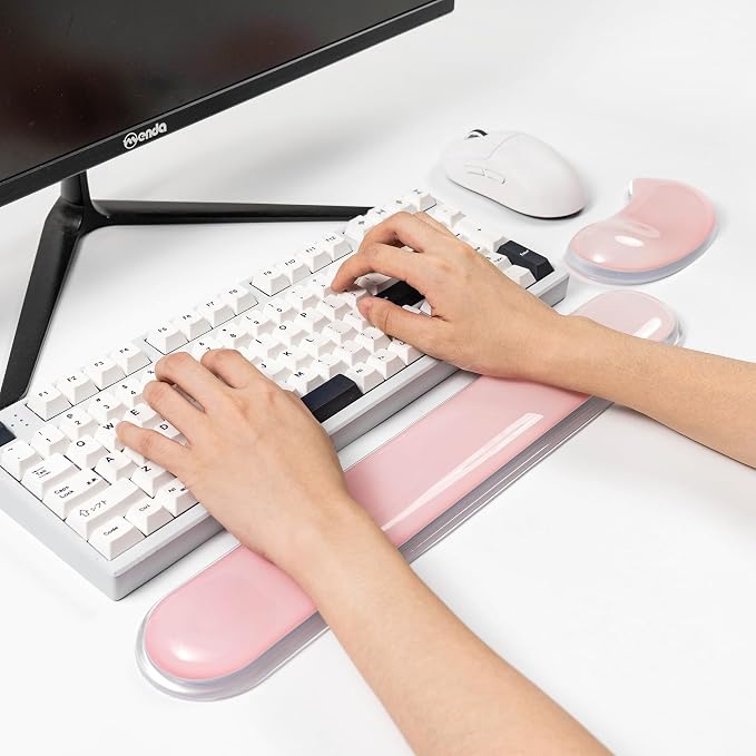 Gel Keyboard and Mouse Wrist Rest Set –Pink Clear Wrist Rest - Image 4