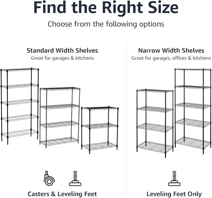 Amazon Basics 5-Shelf Adjustable Heavy Duty Steel Wire Rack Storage Shelving - Image 6