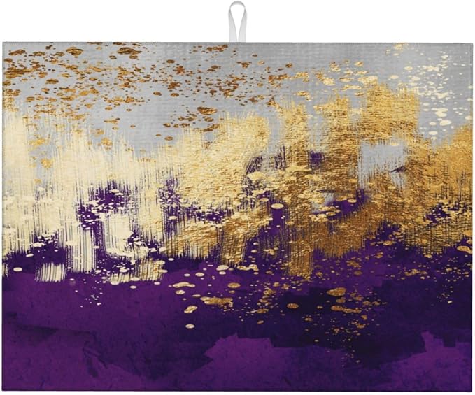 Purple Gold Abstract Art Dish Drying Mat by Unknown