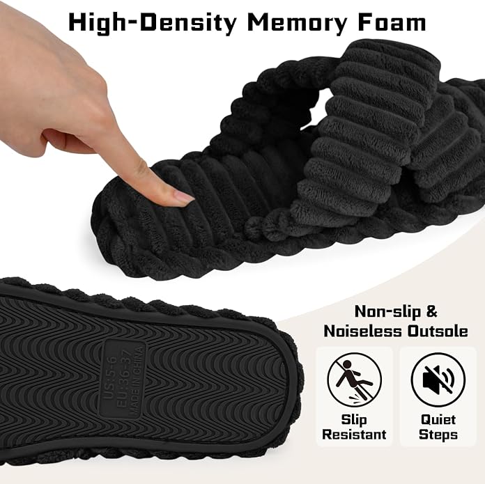ZOORON Women's Cozy Slippers Crossbands & Durable Foam - Image 2
