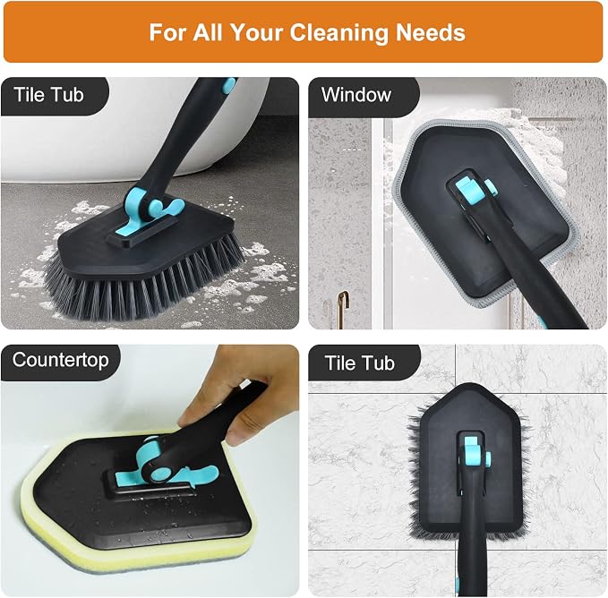 Long Handled Scrub Brush for Shower, 3-in-1 Cleaning Brushes - Image 6