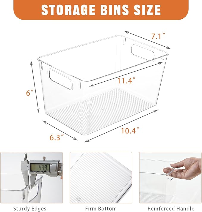 12 Pack Large Clear Plastic Storage Bins, Plastic Containers - Image 2