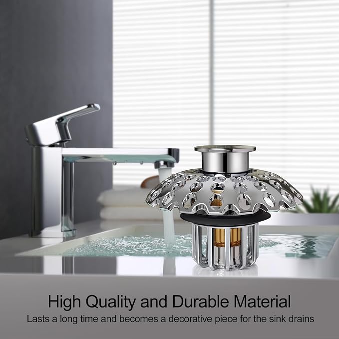 LEKEYE Bathroom Sink Stopper | Shower Drain Hair Catcher | Pop Up Sink Drain - Image 4