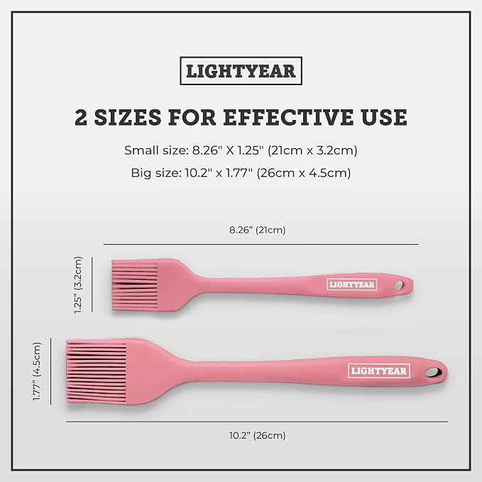 Lightyear Silicone Basting Pastry Brush Set 450°F Heat Resistant Oil Brush - Image 3