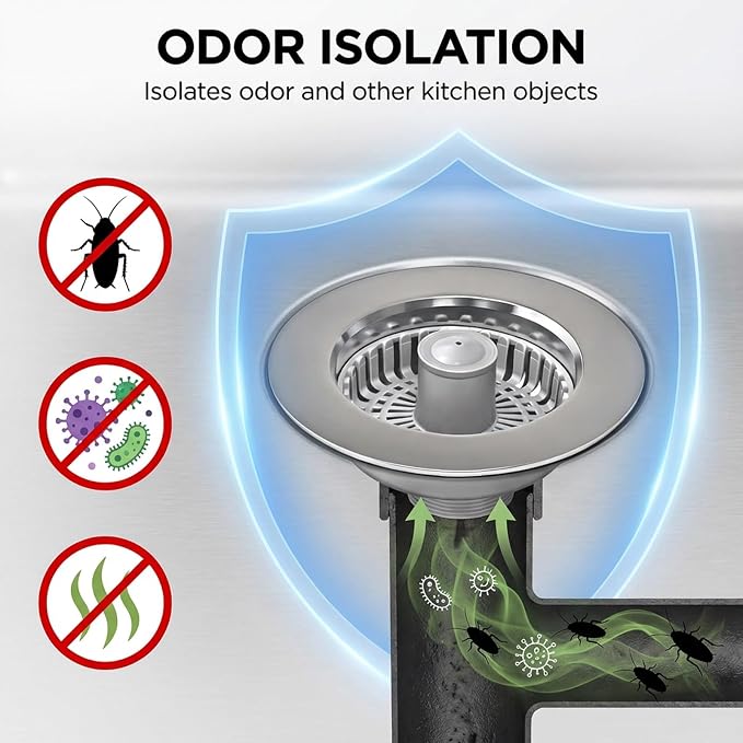 Kitchen Sink Stopper, 3 in 1 Pop Up Kitchen Sink Drain Strainer, - Image 8