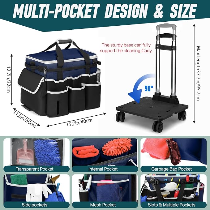 Large Rolling Cleaning Caddy Bag - Image 5