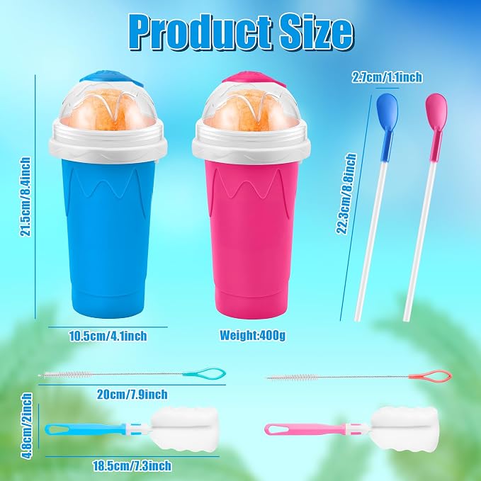 2 Pack Slushy Cup with Cleaning Brush Set - Image 2