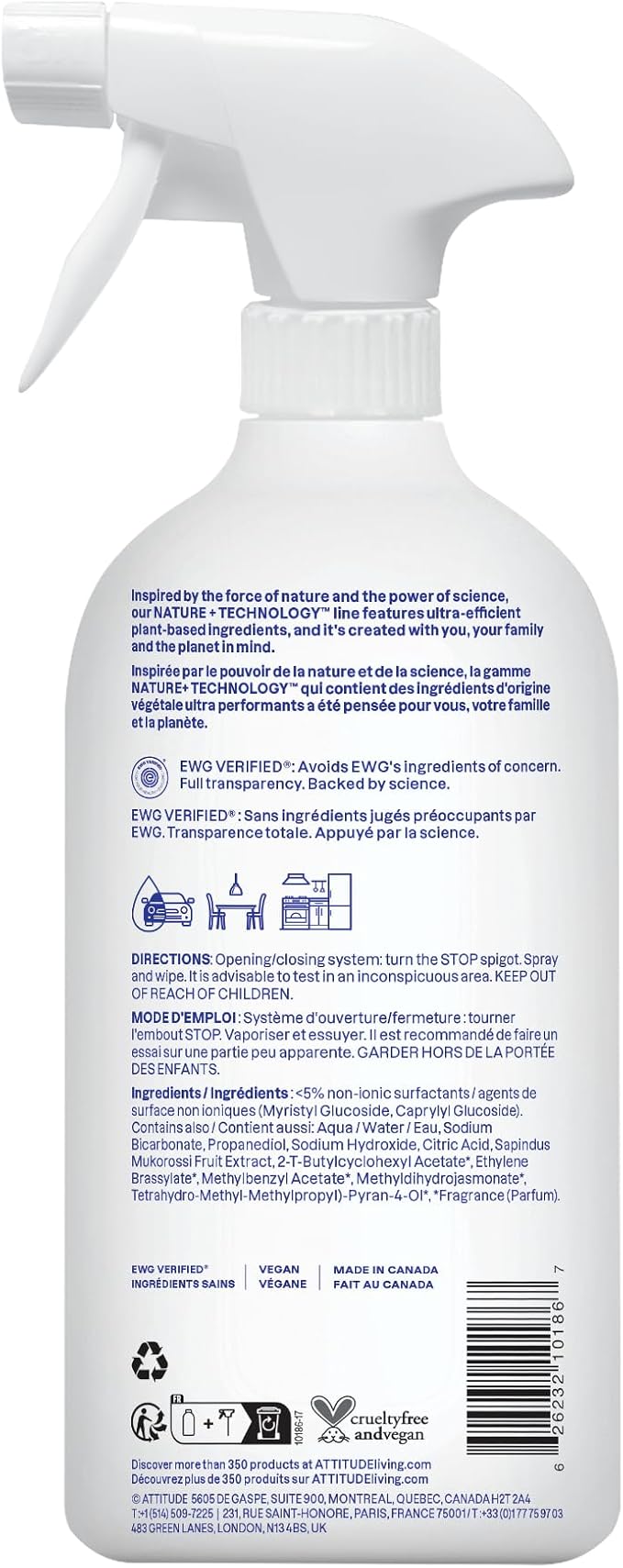 ATTITUDE All Purpose Cleaner Spray, EWG Verified, Made - Image 7
