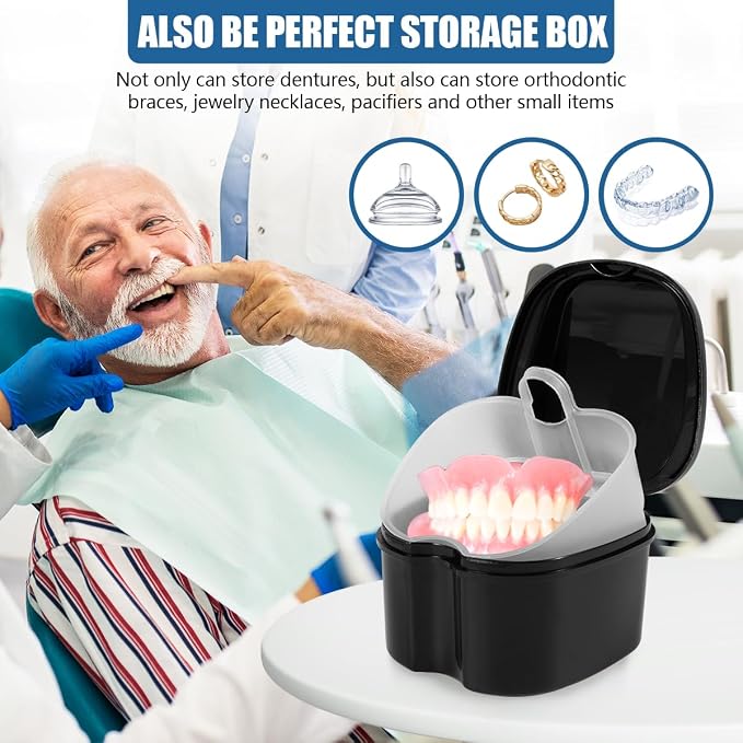 Black Denture Bath Case Cup Box Holder Storage Container - Image 5