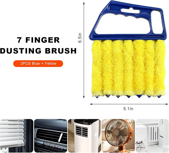 2 PCS Blind Cleaner Duster Tool, 7 Finger Handheld Duster Window Shutters - Image 2