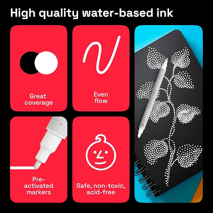 ARTISTRO 5 White Acrylic Paint Markers - Image 4