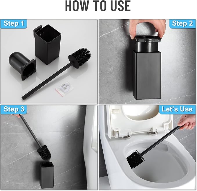 BVL Toilet Brush and Holder Black Toilet Bowl Brush - Image 5