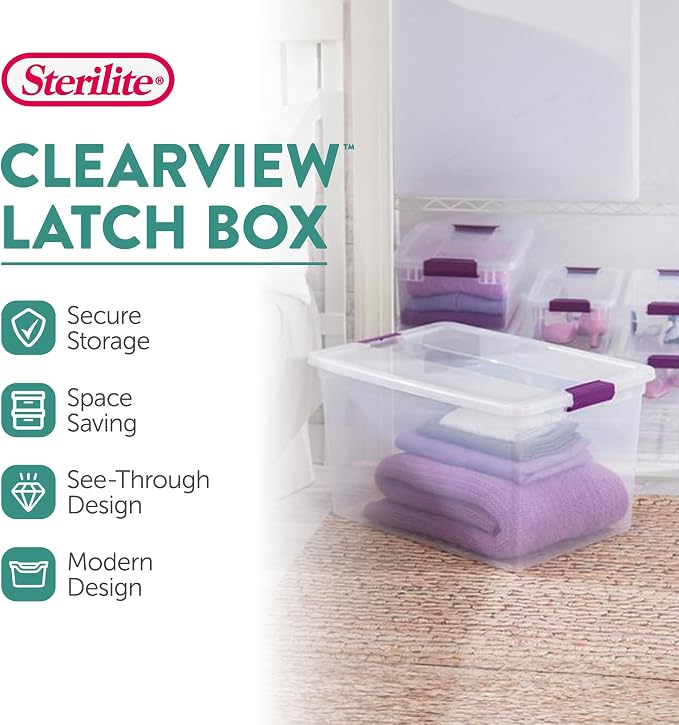 Sterilite 18-Pack 66 Quart Clearview Latch Box, Stackable Organizer Bins - Image 2