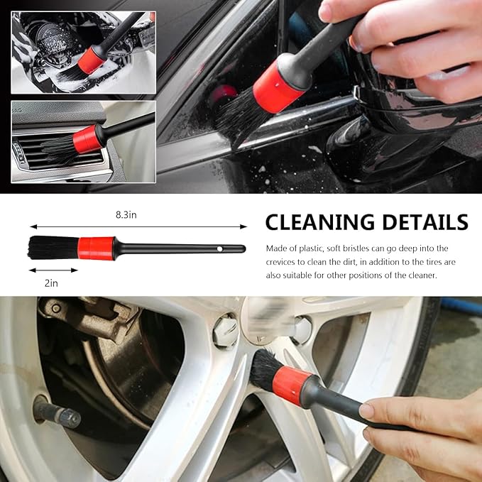 6PCS Car Wheel Cleaning Pro Kit, Soft Wheel Cleaner Tire Brush Detailing Brush - Image 4