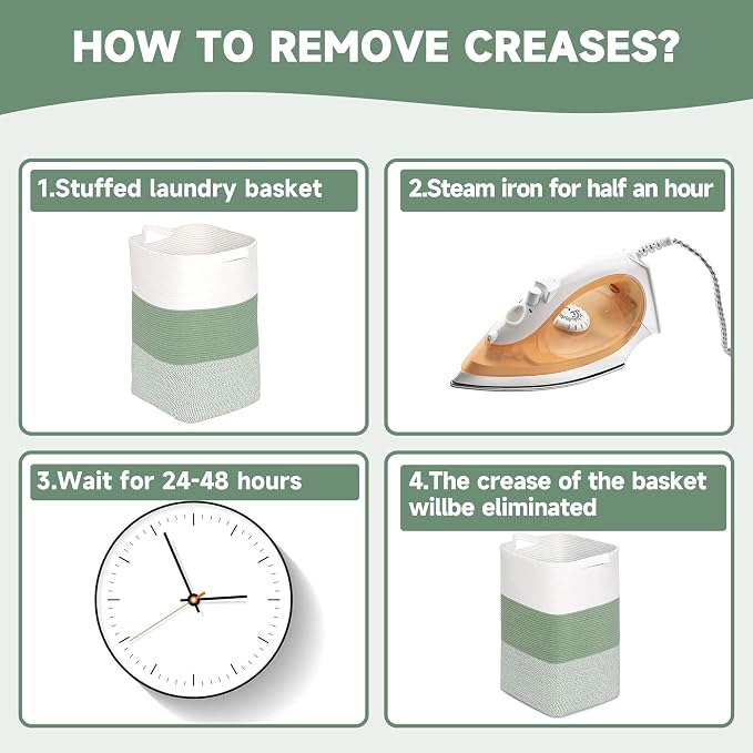 CLHMILY&Z 75L Laundry Basket Rectangular Green Rope - Image 7