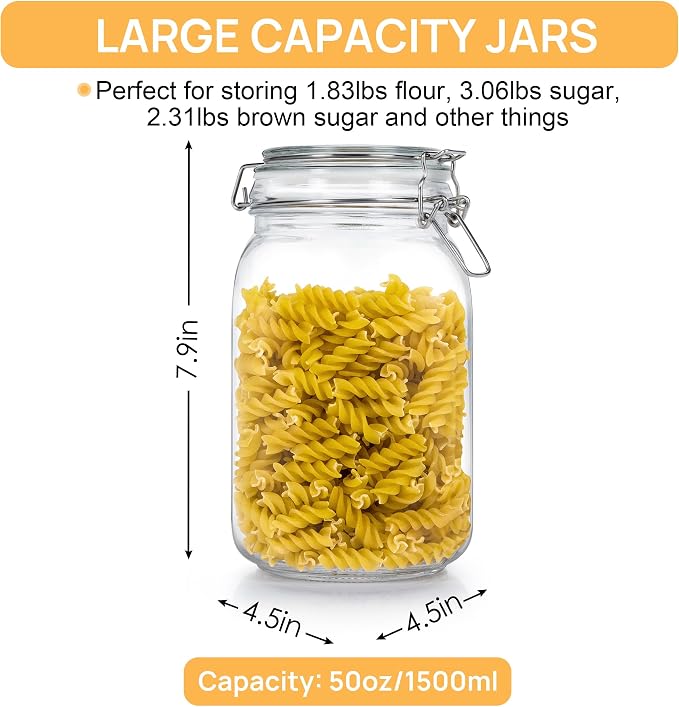 CHEFSTORY 50oz Airtight Glass Jars - Image 2