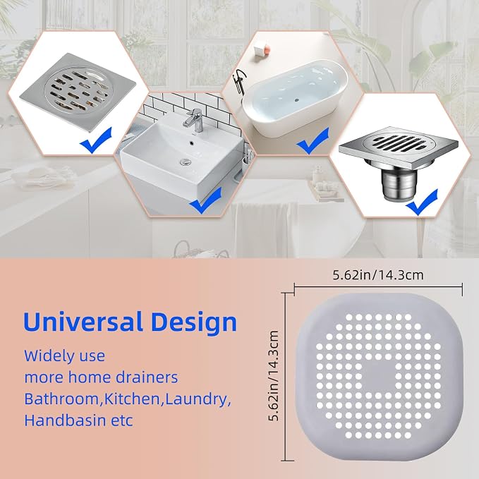 2 Pack Hair Drain Catcher, Square Drain Cover - Image 4