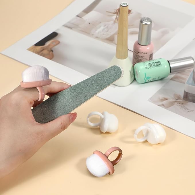 4Packs Nail Dust Cleaning Brush Ring, Soft Brushes - Image 4
