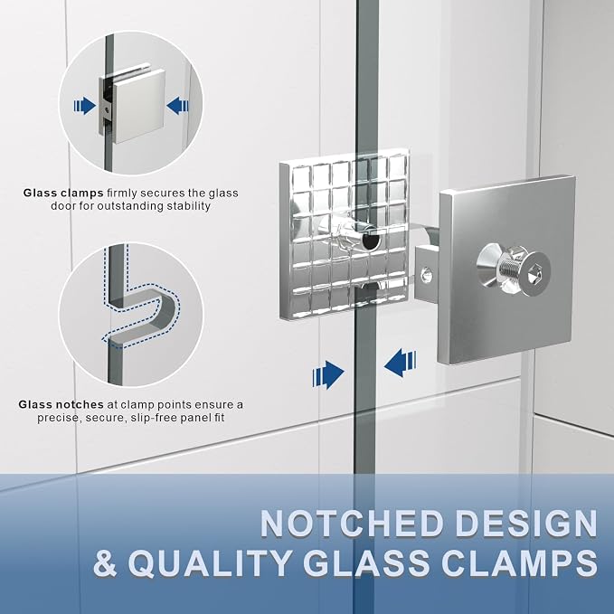 36" W ×80" H Shower Glass Panel, Frameless Fixed Glass Shower Panel - Image 6