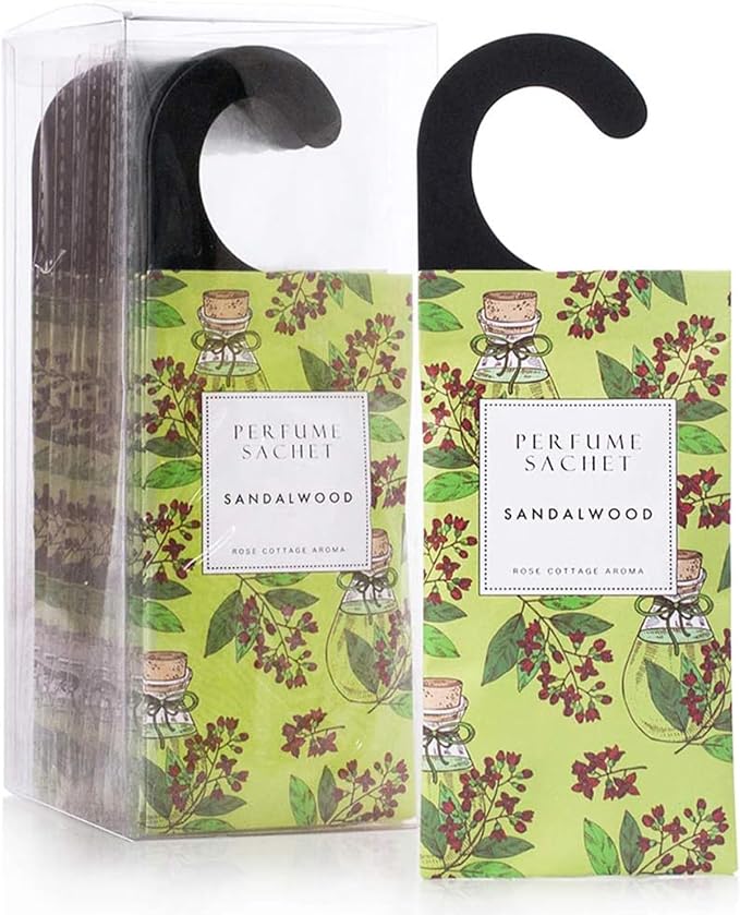 ROSE COTTAGE Large 12 Packs Sandalwood Hanging Closet Deodorizer Air Freshener by ROSECOTTAGE
