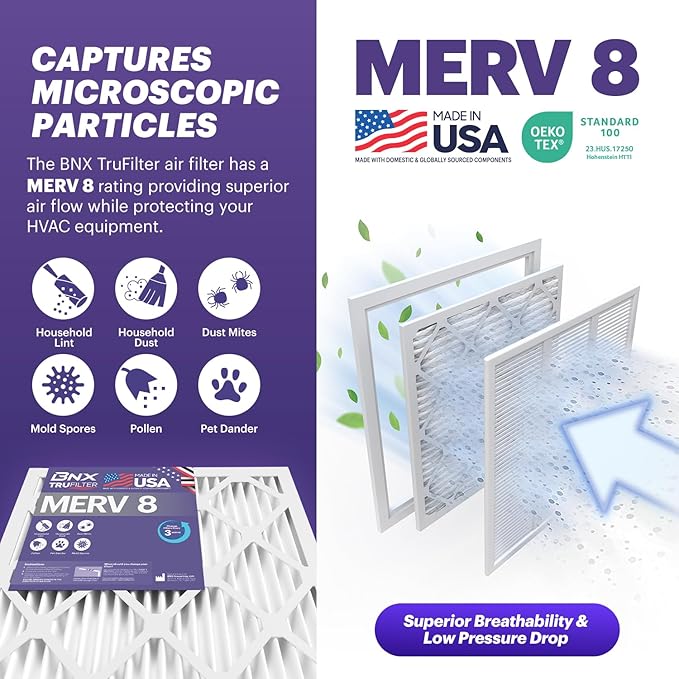 BNX TruFilter 18x18x1 Air Filter MERV 8 - Image 3