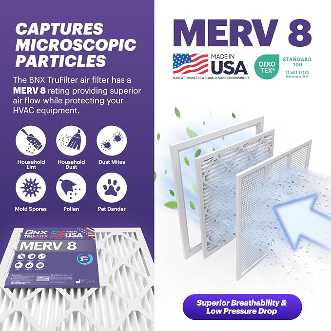 BNX TruFilter 14x18x1 Air Filter MERV 8 - Image 3