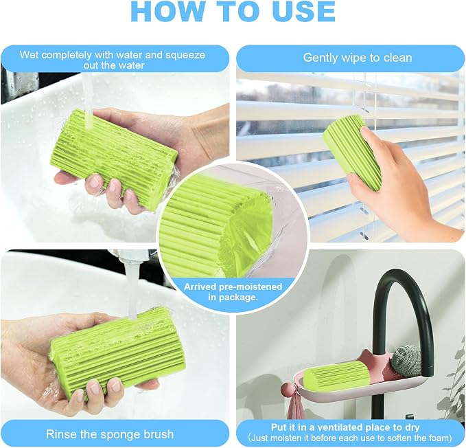 2-Pack Damp Clean Duster Sponge, Magic Sponge Eraser Baseboard Cleaner Tool - Image 7
