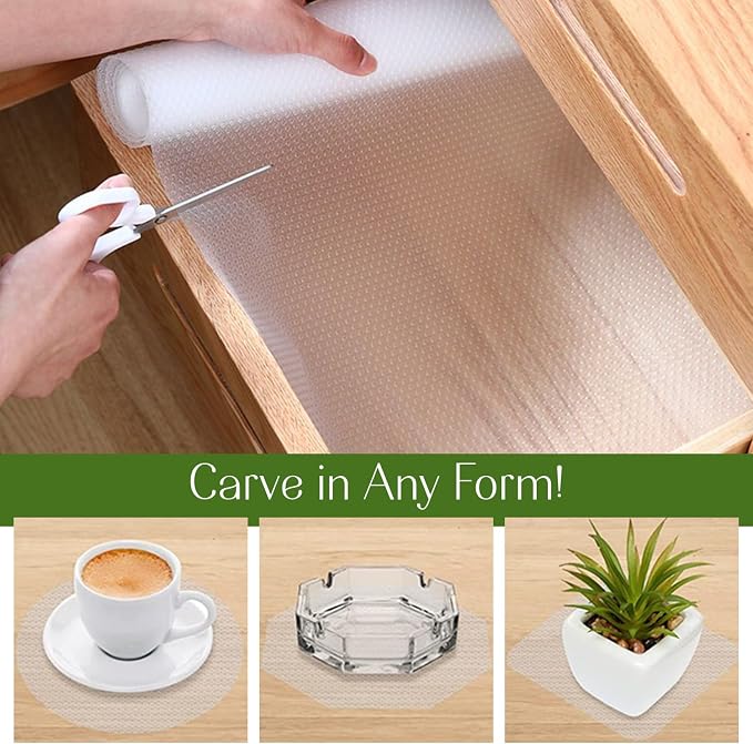 EVALAND 12" x 33 FT Non-Slip Shelf Liner, Non-Adhesive, Waterproof Pantry Liner - Image 4