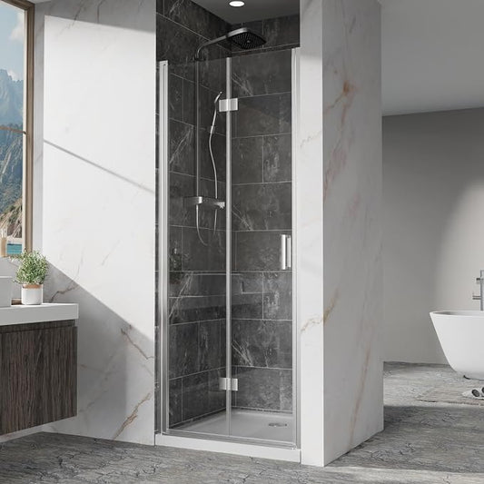 Frameless Bi-Fold Shower Door 30" W x 72" H, 1/4" Clear Tempered Glass - Image 2