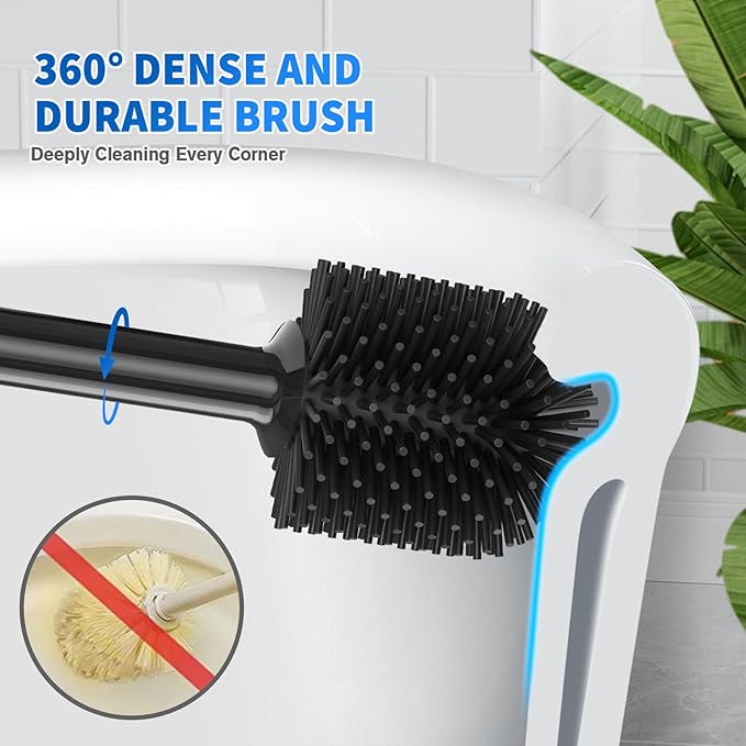 Toilet Plunger and Brush, Silicone Bowl Brush and Heavy Duty Toilet Plunger Set - Image 4