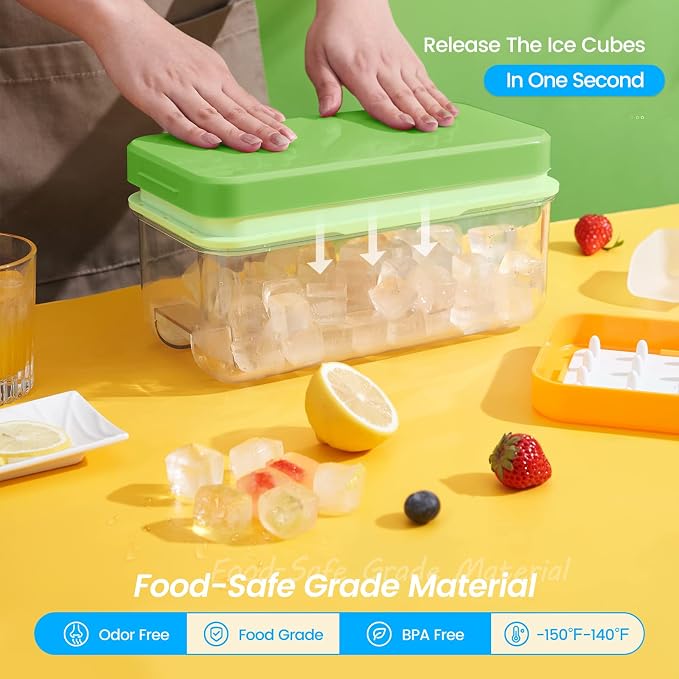 Ice Cube Tray with Lid and Bin, Ice Trays - Image 2