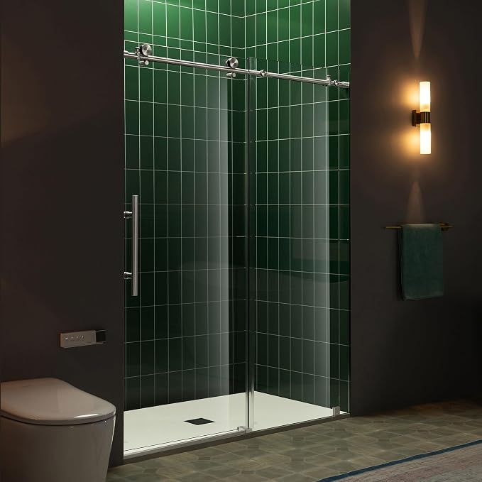 Woodbridge 57.5-60" W x 80" H Frameless Single Sliding Soft-Close Shower Door - Image 9