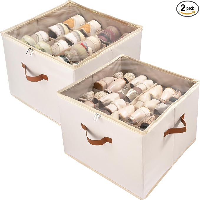 Shoe Organizer Box 2 Pack, Shoe Storage Organizer by Vexalora