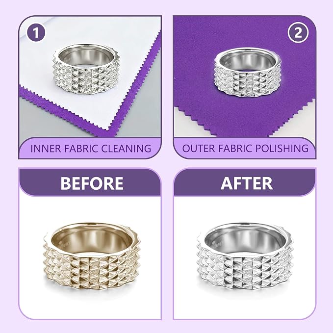 3PCS Silver polishing Cloths, 10 x 12.5 inches Four-Layer Double-Sided Jewelry - Image 5