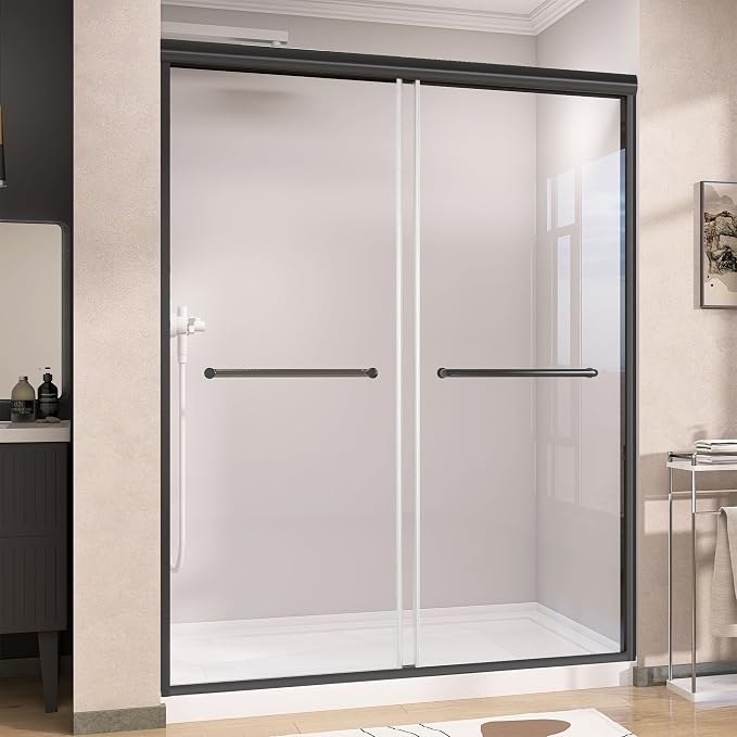GETPRO Shower Door 56-60 in. W x 75 in. H Semi-Frameless Double Sliding Glass by GETPRODeluxeBathroomSolutionExpert