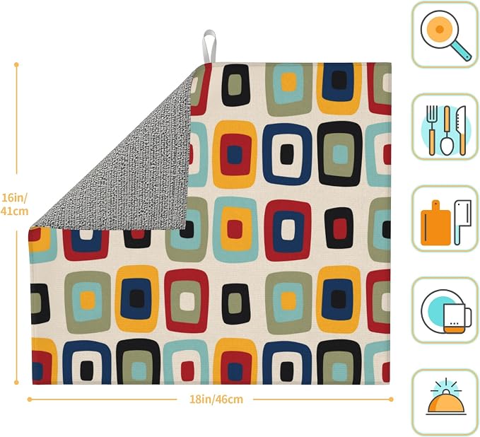 Mid Century Modern Retro Kitchen Drying Mat Microfiber Dish Drainer Mat - Image 2