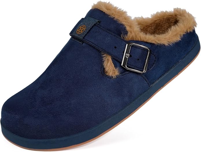 Fur Lined Clogs for Women Men Suede Winter Slippers Arch Support Slip on Mules - Image 2