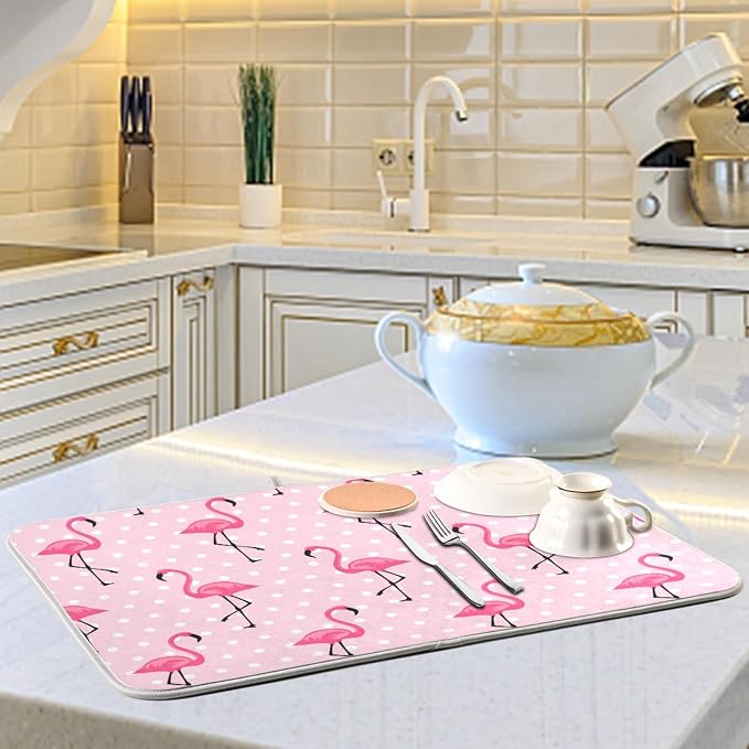 Tarity Cute Pink Flamingo Dish Drying Mat - Image 6