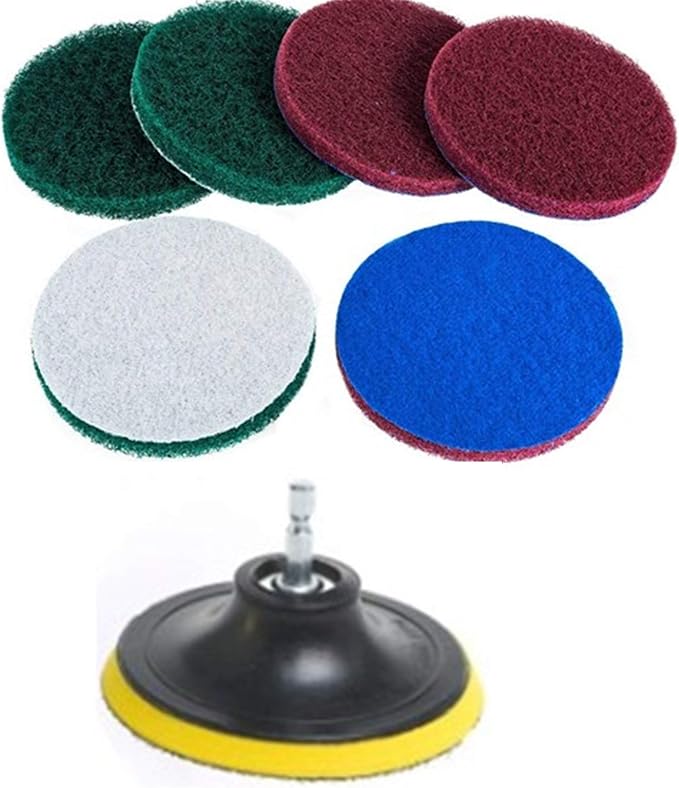 DUOSHIDA 4 Inch Drill Powered Brush Tile Scrubber Scouring Pads Cleaning Kit by HUAWELL