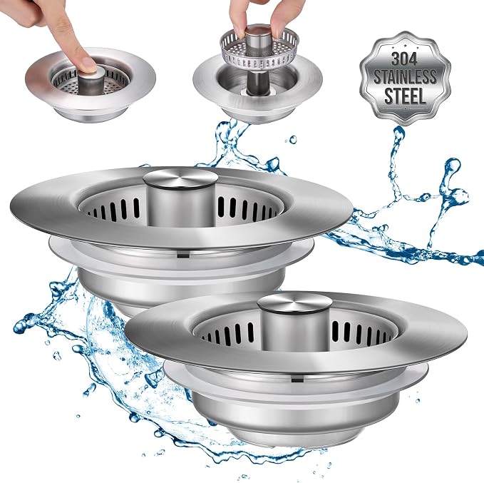Upgraded 3 in 1 Kitchen Sink Drain Strainer by INKHUT