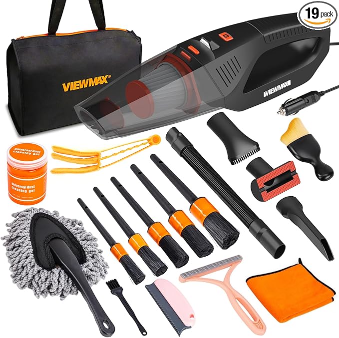 Car Cleaning Kit 19Pcs, Car Interior Detailing Kit by Viewmax