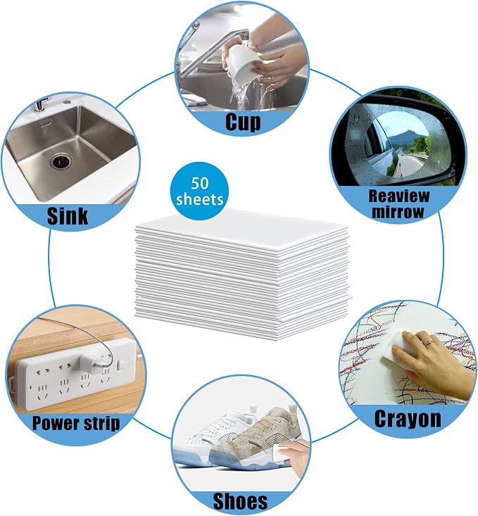 50PCS Magic Cleaning Sponge Eraser Sheets, Reusable Thin Nano Cleaner Pads - Image 6