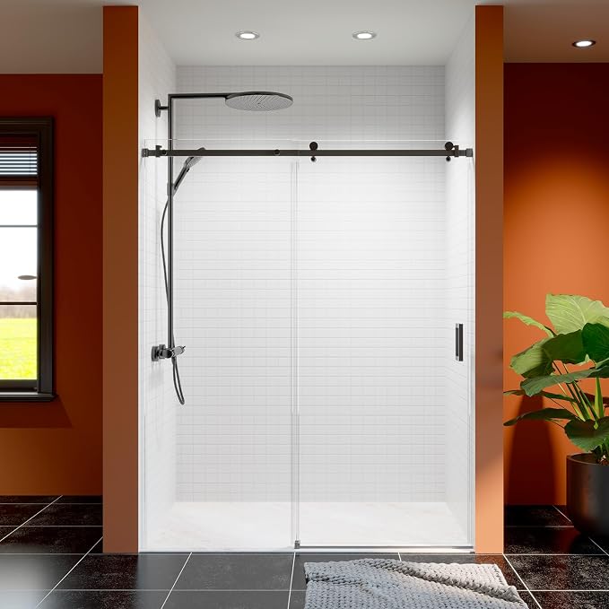 56-60 Inch Frameless Sliding Shower Door, 5/16" Clear Tempered Glass, Smooth - Image 9