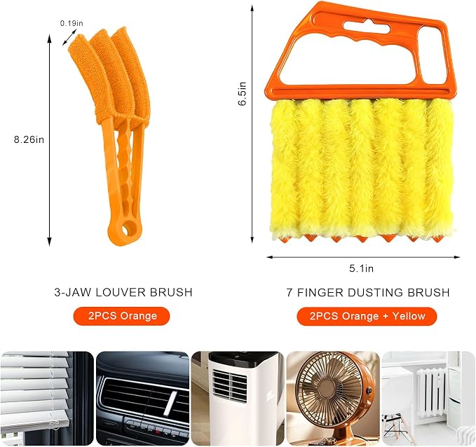 4 PCS Blind Cleaner Duster Tool, 7 Finger Handheld Window Shutters Duster - Image 2