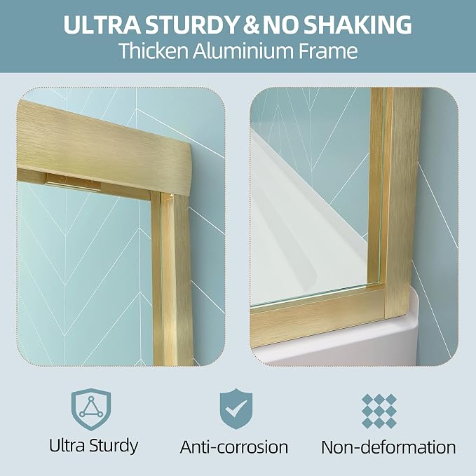 GETPRO Sliding Shower Door 44-48 in. W x 72 in. H Semi-Frameless Bypasss Double - Image 5